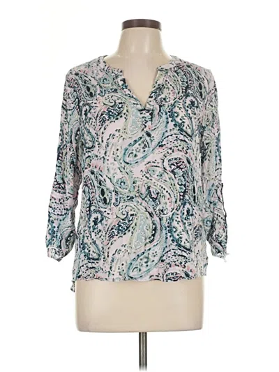 Pre-owned Pale Sky 3/4 Sleeve Blouse In Blue