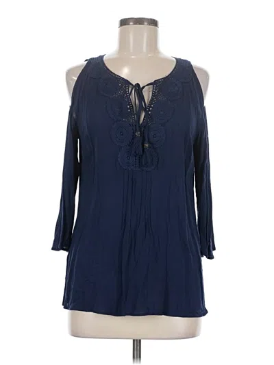 Pre-owned Pale Sky 3/4 Sleeve Blouse In Blue