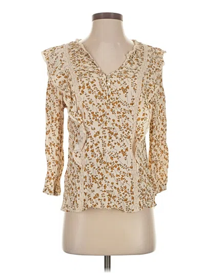 Pre-owned Pale Sky 3/4 Sleeve Blouse In Gold