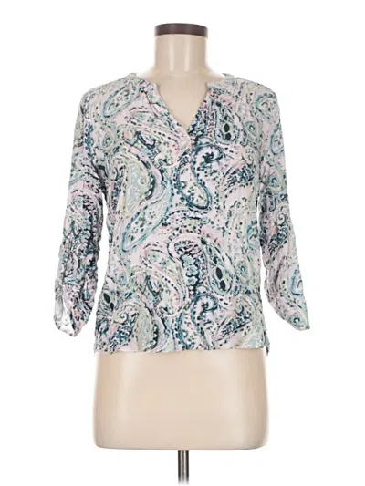 Pre-owned Pale Sky 3/4 Sleeve Blouse In Teal