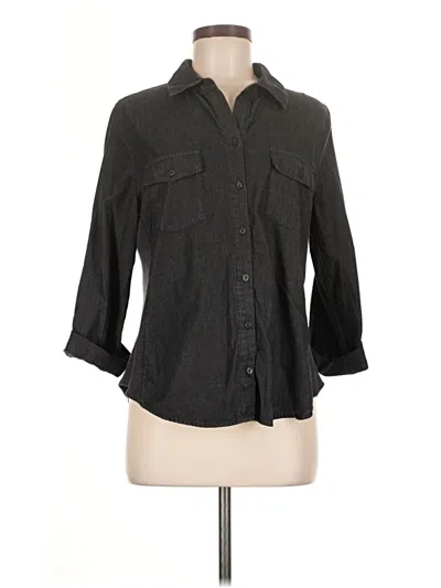 Pre-owned Pale Sky 3/4 Sleeve Button Down Shirt In Black