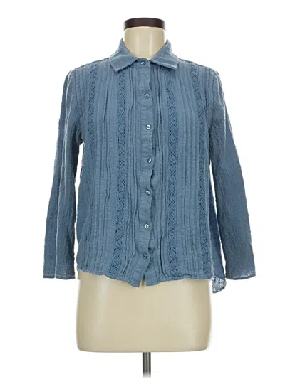 Pre-owned Pale Sky 3/4 Sleeve Button Down Shirt In Blue