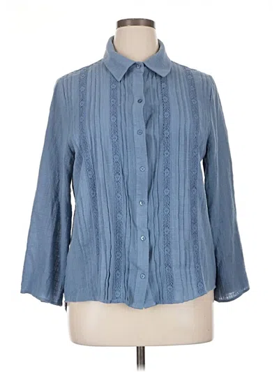Pre-owned Pale Sky 3/4 Sleeve Button Down Shirt In Blue