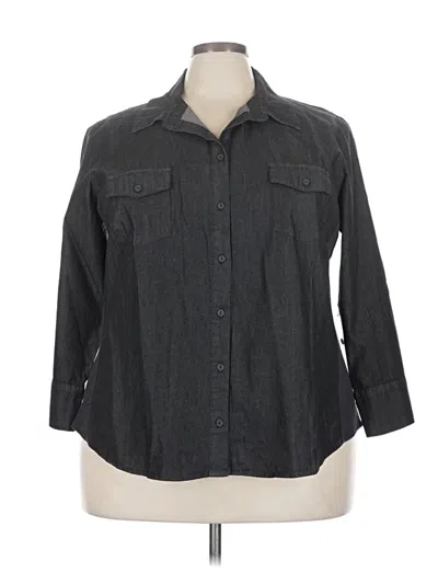 Pre-owned Pale Sky 3/4 Sleeve Button Down Shirt In Gray