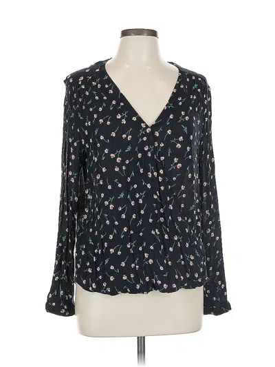 Pre-owned Pale Sky Long Sleeve Blouse In Black