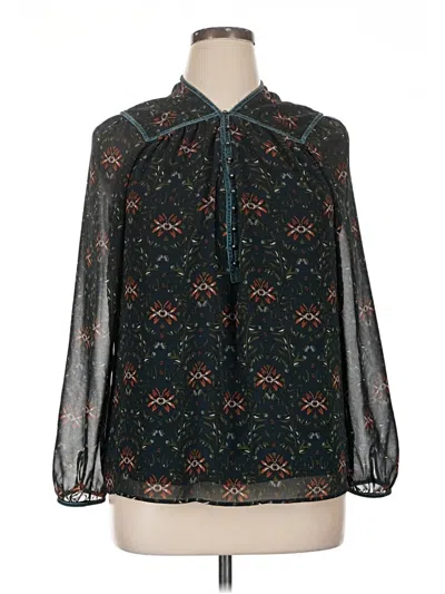 Pre-owned Pale Sky Long Sleeve Blouse In Black