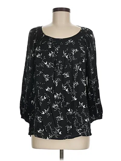 Pre-owned Pale Sky Long Sleeve Blouse In Black