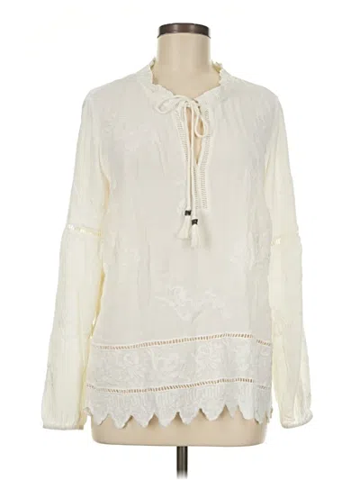 Pre-owned Pale Sky Long Sleeve Blouse In Ivory