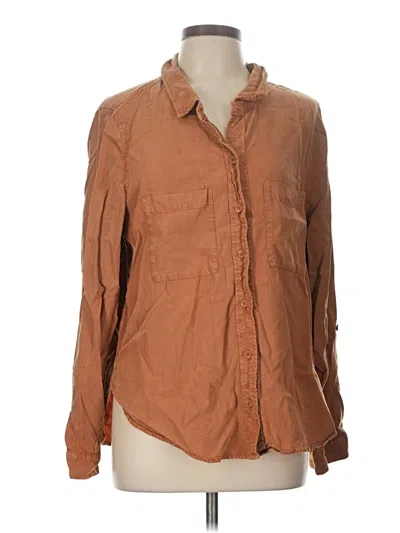 Pre-owned Pale Sky Long Sleeve Button Down Shirt In Brown