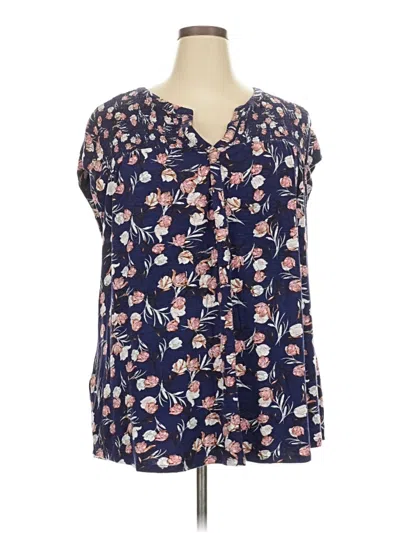 Pre-owned Pale Sky Short Sleeve Blouse In Blue