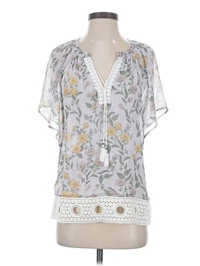 Pre-owned Pale Sky Short Sleeve Blouse In Gray