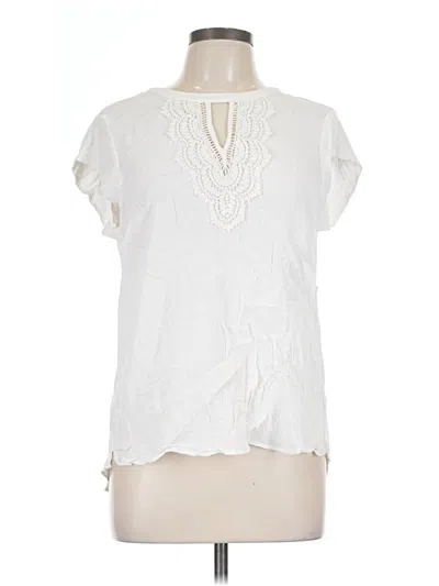 Pre-owned Pale Sky Short Sleeve Blouse In Ivory