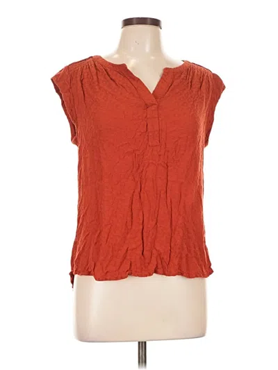 Pre-owned Pale Sky Short Sleeve Blouse In Orange