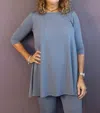Palette Basics 3/4 Sleeve Tunic - Plus Size In Grey In Grey