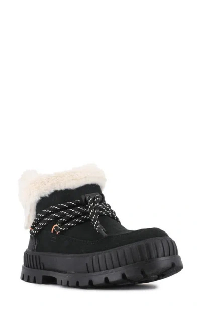 Palladium Pallashock Lo Hiver Water Repellent Faux Fur Boot In Black