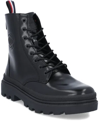 Palladium Pallatrooper Officer Lace-up Lug Sole Boots In Black