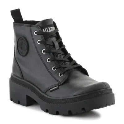 Palladium Women's Pallabase Leather Shoe In Black/black