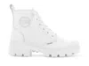 Palladium Womens Pallabase Leather Boots In White/ Black