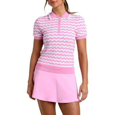 Palm & Paddle By La Blanca Wavy Pointelle Polo In Red