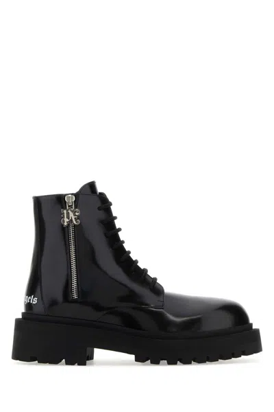 Palm Angels Black Leather Ankle Boots