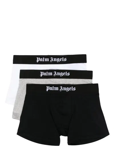 Palm Angels 3 Boxer Set With Logo In Black, Grey And White