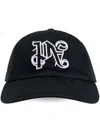 Palm Angels Black Baseball Cap With Embroidered Monogram In Black