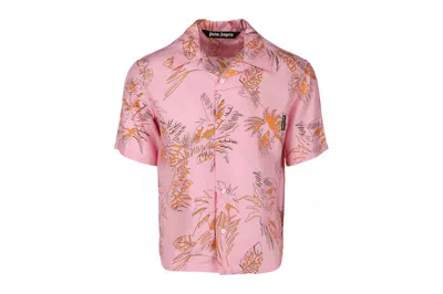 Pre-owned Palm Angels Abstract Palms Bowling Shirt Pink/gold