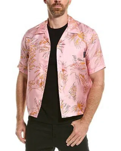 Pre-owned Palm Angels Abstract Palms Bowling Silk Shirt Men's Pink 48