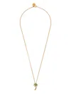 Palm Angels Women's Gold-tone Logo Pendant Necklace In Green/brown
