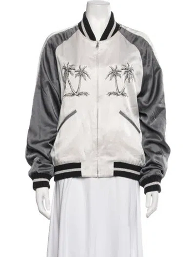 Pre-owned Palm Angels Acetate Graphic Print Bomber Jacket In Grey