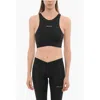 Palm Angels Black Training Crop Sport Top In Black