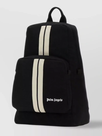Palm Angels Logo-embroidered Striped Backpack In Black