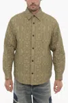 Palm Angels Monogram Quilted Nylon Overshirt In Green