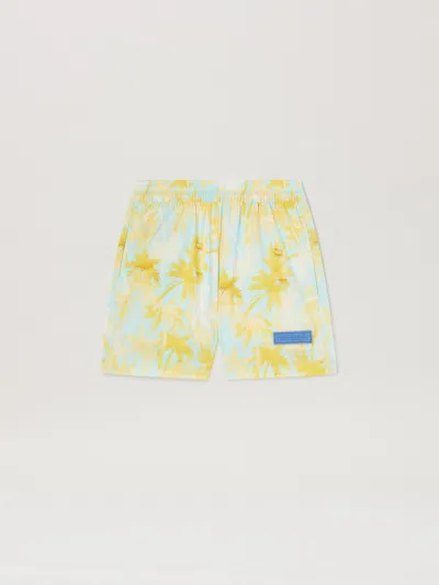 PALM ANGELS AOP PALMS BEACH SHORTS SKY BLUE DUSTY BL