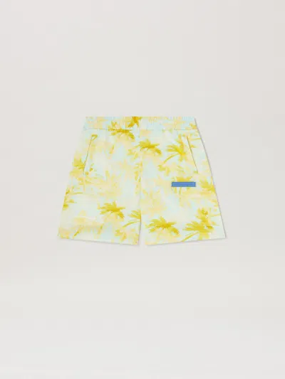 PALM ANGELS AOP PALMS TRAVEL SHORT SKY BLUE - DUSTY