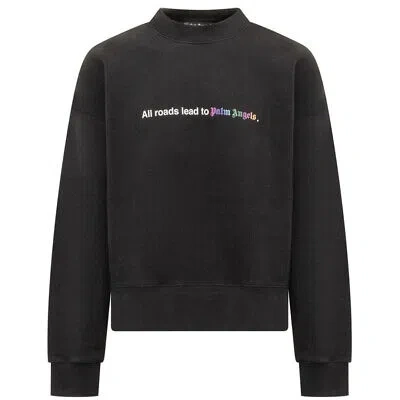 Pre-owned Palm Angels All Roads Roads Lead To  Black Sweatshirt