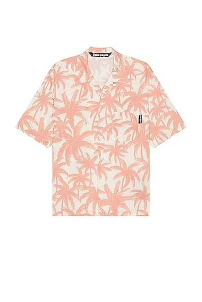 Palm Angels Allover Shirt In Off White & Pink