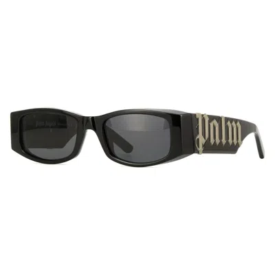 Palm Angels Angel Dark Grey Rectangular Unisex Sunglasses Peri007 1007 51 In Black