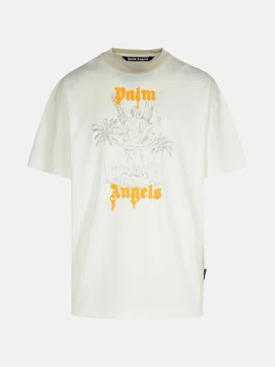 PALM ANGELS 'ANGEL PENCY' WHITE COTTON T-SHIRT