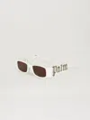 Palm Angels Angel Rectangle-frame Sunglasses In White