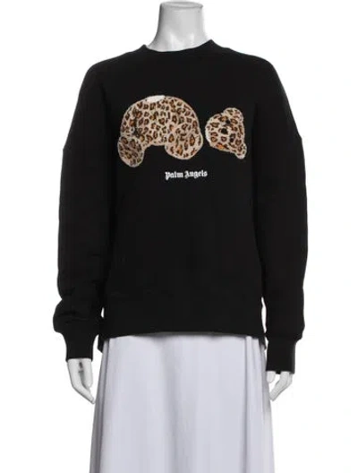 Pre-owned Palm Angels Animal Print Crew Neck Sweater In Black/blue