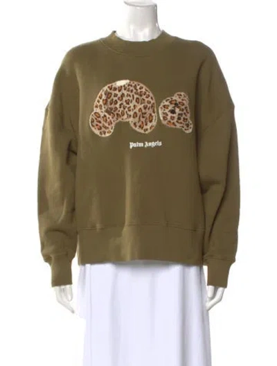 Pre-owned Palm Angels Animal Print Crew Neck Sweatshirt In Green