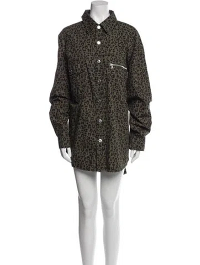 Pre-owned Palm Angels Animal Print Mini Dress In Green