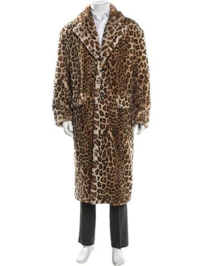 Pre-owned Palm Angels Animal Print Overcoat In Neutral