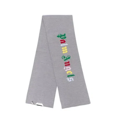 Palm Angels Appliqué Logo Scarf In Gray