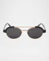 Palm Angels Artesia Round Acetate Sunglasses In Gray