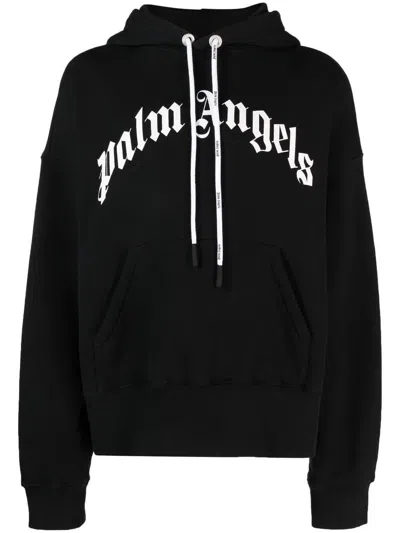 Pre-owned Palm Angels Authentic  Curved Logo Hoodie - Black/white - Sizes S/m