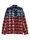 Palm Angels Stylish Checkered Casual Shirt With Gradient Effect In Blue