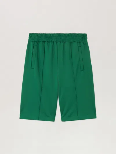 Palm Angels Back Curved Logo Track Shorts In Green