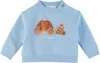 Palm Angels Baby Blue Bear Sweatshirt In Lightblue Brow